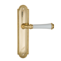 Дверная ручка на планке Fratelli Cattini GRACIA CERAMICA BIANCO PL248 полированная латунь