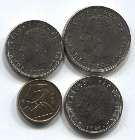 Набор монет Испания 1980-1998 4 шт.