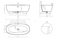 Пристенная ванна Salini Alda Wall 170х90 схема 3