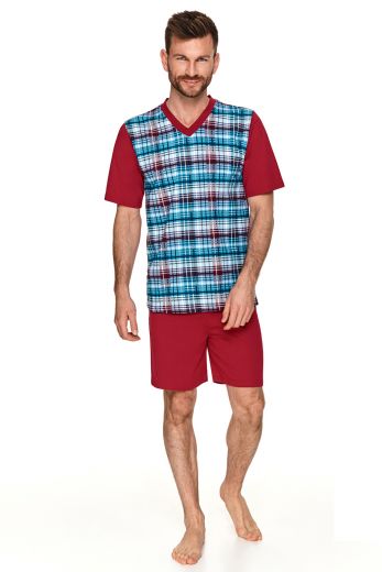 Пижама мужская TARO Anton 2733-2734-2735-01, футболка и шорты, красный, хлопок 100%