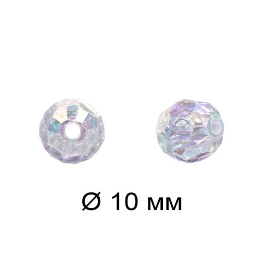 Бусины акриловые граненые MAGIC HOBBY цвет прозрачный АВ 50г в упаковке Разные диаметры (MG.32-45)
