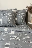 Бязь 1.5 спальный [темно-серый] Кошкин дом постельное белье