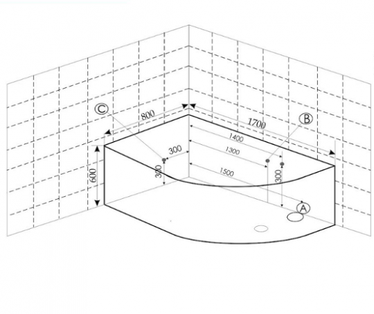 Акриловая ванна Frank F105R 170х80 с гидромассажем схема 3