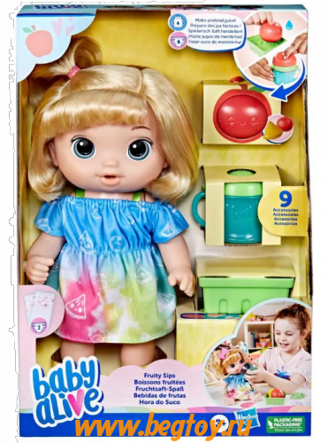 Кукла Baby Alive Fruity Sips - Светлые Волосы/Голубые Глаза F7356