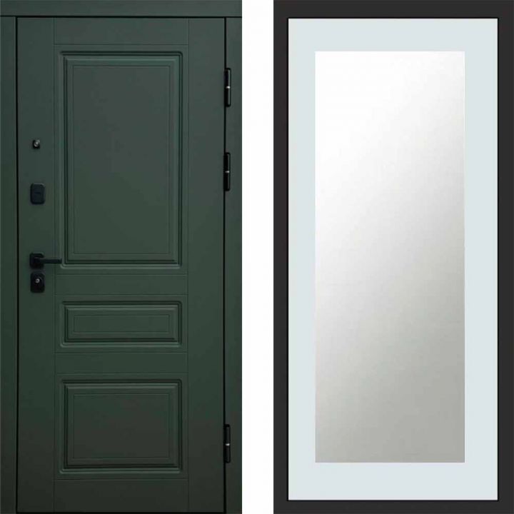 Входная дверь Termo-door Орегон грин Зеркало Триумф Белый Софт
