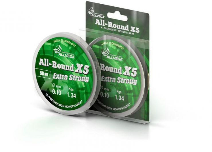 Леска ALLVEGA "ALL-ROUND X5" 50м (прозрачная)