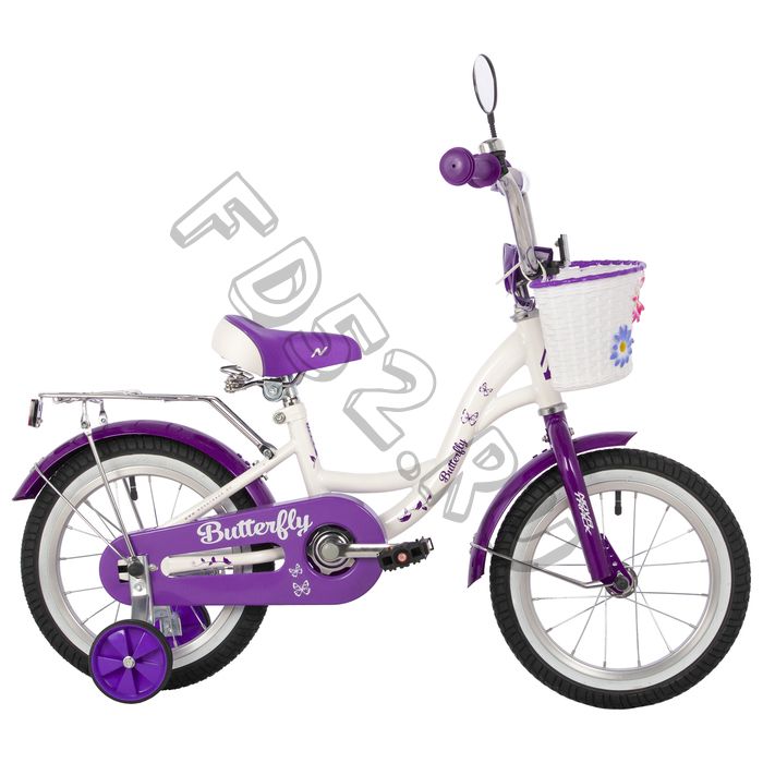 Велосипед 14" Novatrack BUTTERFLY, цвет белый/фиолетовый