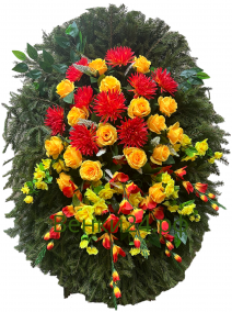 Фото Хвойный венок из искусственных цветов - ВХ-7 Живая хвоя, искусственные цветы