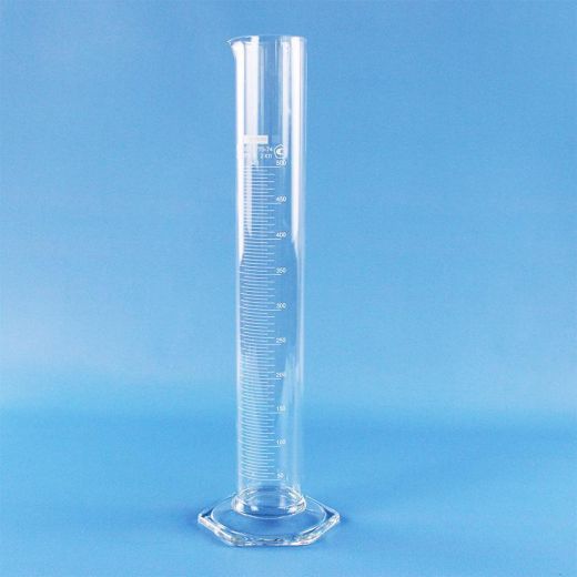 Цилиндр мерный 1-500-2, 500 мл, со стеклянным основанием, с носиком, белая шкала, (ГОСТ 1770-74)