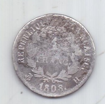 1 франк 1808 Франция Ля Рошель Наполеон I