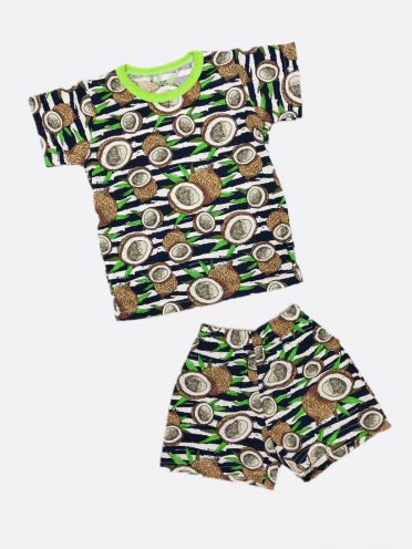Футболка с шортами, арт.kC-KS069-SUr, ткань супрем зеленый, кокосы, купить оптом поштучно