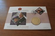 Острова Кука Набор "Королева Елизавета II и Принц Филипп" марка + монета 1 доллар 2011 год UNC