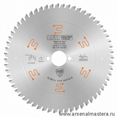 Новинка! Диск пильный поперечное пиление 216 x 30 x 2,3 / 1,6 - 5 гр ATB Z 60 CMT 285.816.60M