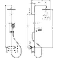 Душевая система Hansgrohe Vernis Blend Showerpipe 240 1jet 26426670 с термостатом схема 2