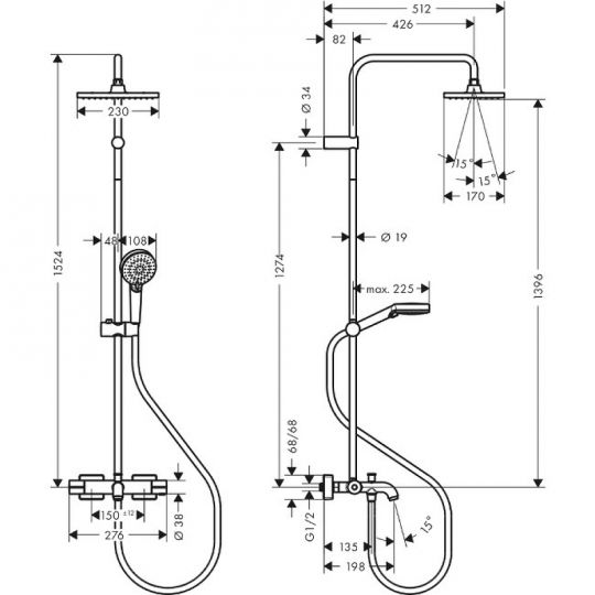 Душевая система Hansgrohe Vernis Shape Showerpipe 26284000 с термостатом хром ФОТО