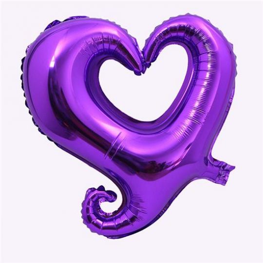 Сердце дизайнерское фиолетовое фольгированный шар с гелием