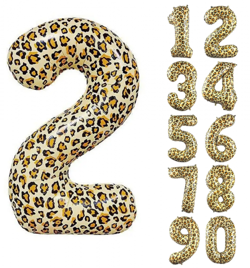 Леопардовая цифра шар фольгированный с гелием