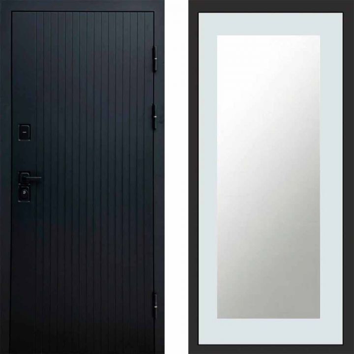 Входная дверь Termo-door Твист BLACK Зеркало Триумф Белый Софт
