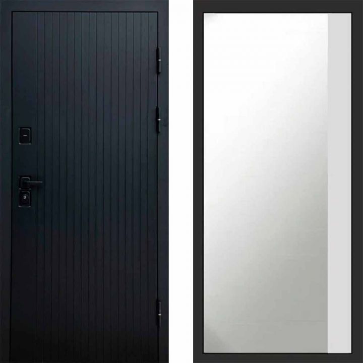 Входная дверь Termo-door Твист BLACK Широкое Зеркало Фацет Белый Софт