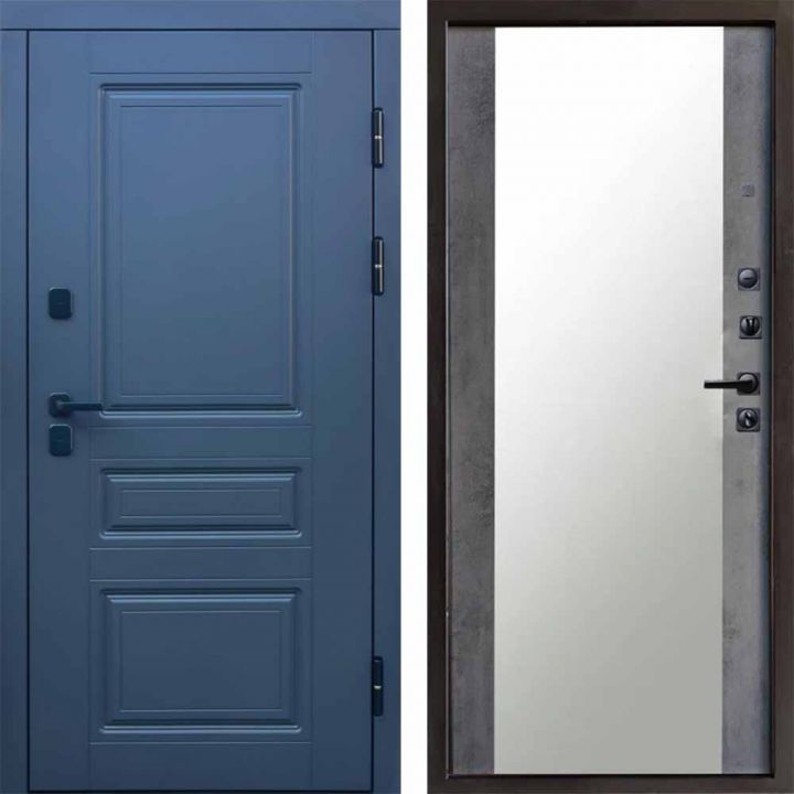 Входная дверь Termo-door Орегон Графит Зеркало Бетон темный с терморазрывом Металлическая