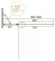 Шторка на ванну CEZARES RELAX-V-11-100/140-P-Bi-R профиль серый схема 2