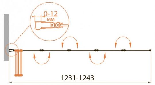 Шторка на ванну CEZARES RELAX-V-5-120/140-P-Bi-L профиль серый схема 2