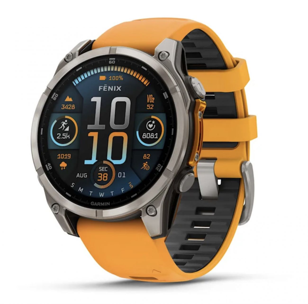 Умные часы Garmin Fenix 8, 47 мм, AMOLED, Sapphire Titanium with spark orange/graphite silicone band фото