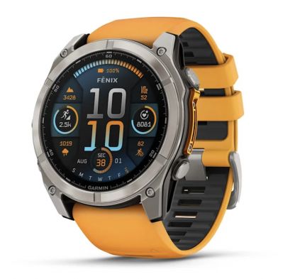 Умные часы Garmin Fenix 8, 51 мм, AMOLED, Sapphire Titanium with spark orange/graphite silicone band