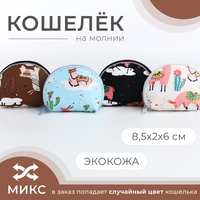 Кошелёк на молнии, цвет МИКС