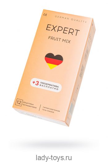 Презервативы EXPERT Fruit Mix Germany 12шт +(3 бесплатно)., фруктовые ароматизированные