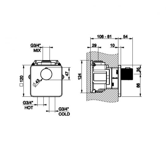 Gessi Inciso смеситель для ванны/душа 58254 ФОТО