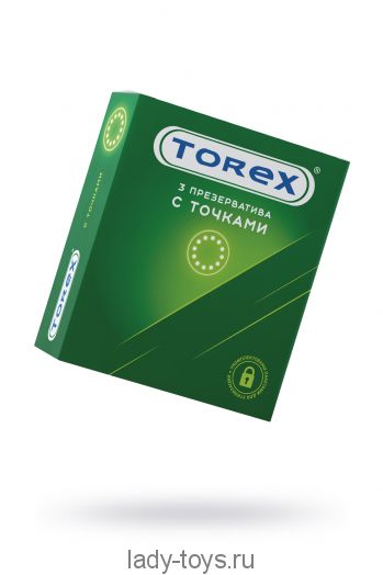 Презервативы Torex, точечные, латекс, 18,5 см, 5,4 см, 3 шт.