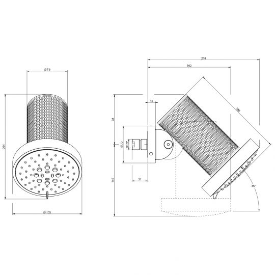 Головка душевая с 3 режимами MECCANICA Gessi Spotwater316 57253 ФОТО