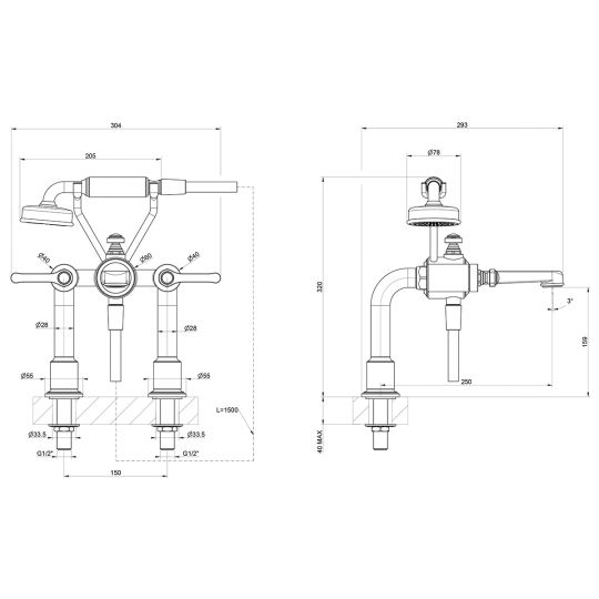 Смеситель для ванны Gessi Venti20 65115 ФОТО