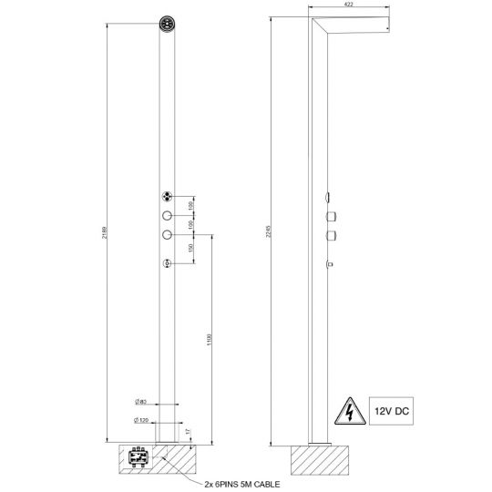 Душевая стойка с хромотерапией уличная Gessi Outdoor 63229 ФОТО