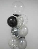 Фонтан 10 шаров и с Баблс шаром 445 см, чёрные и серебро