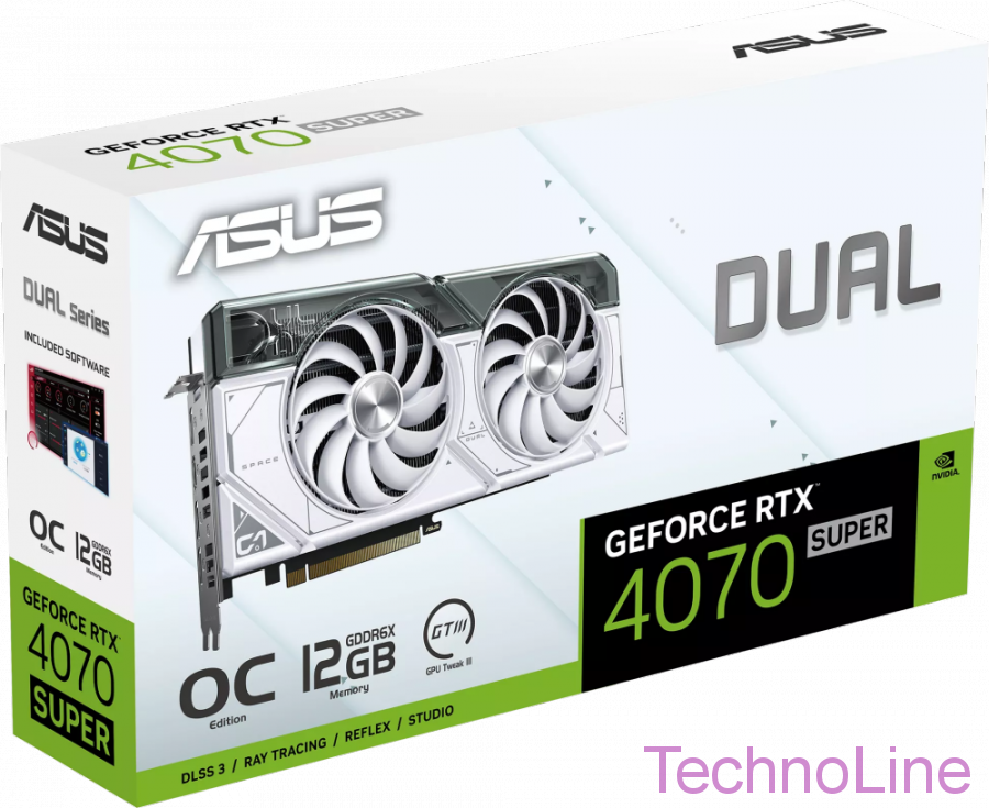 Видеокарта GeForce RTX 4070 Super 12Gb Asus DUAL-RTX4070S-O12G-WHITE