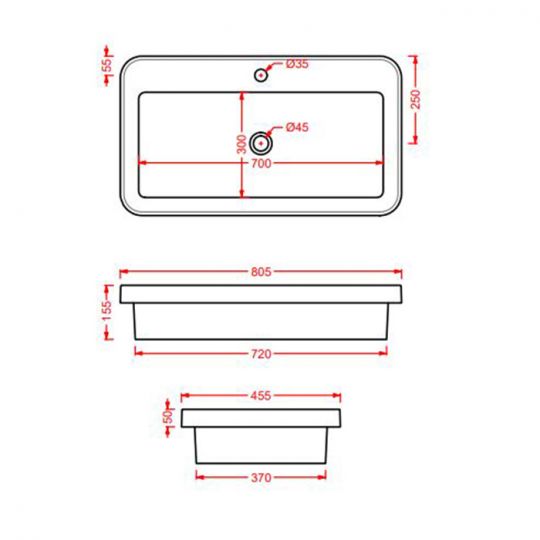 Раковина прямоугольная Artceram Fuori Scala TFL035 80x45 ФОТО