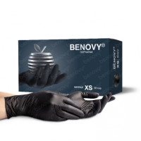 BENOVY Nitrile MultiColor BS, перчатки нитриловые, черные,  50 пар в упаковке