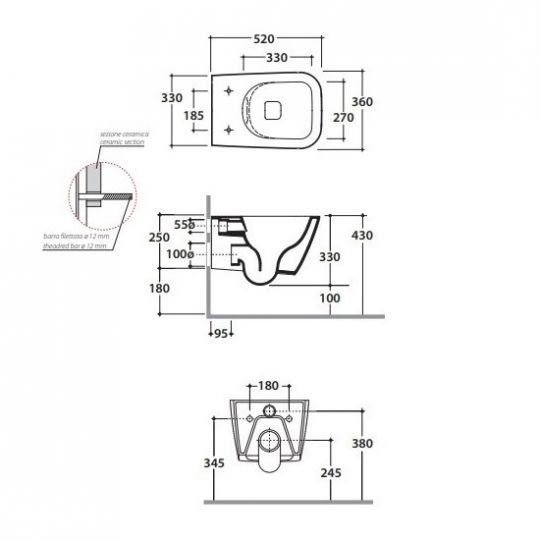 Globo унитаз подвесной Display STS05BI схема 2