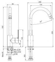 Смеситель для кухонной мойки с изогнутым изливом Fima carlo frattini Mast Kitchen F3137/3 схема 2