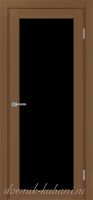 Межкомнатная дверь ТУРИН 501.2 ЭКО-шпон Орех. стекло - Лакобель Чёрное