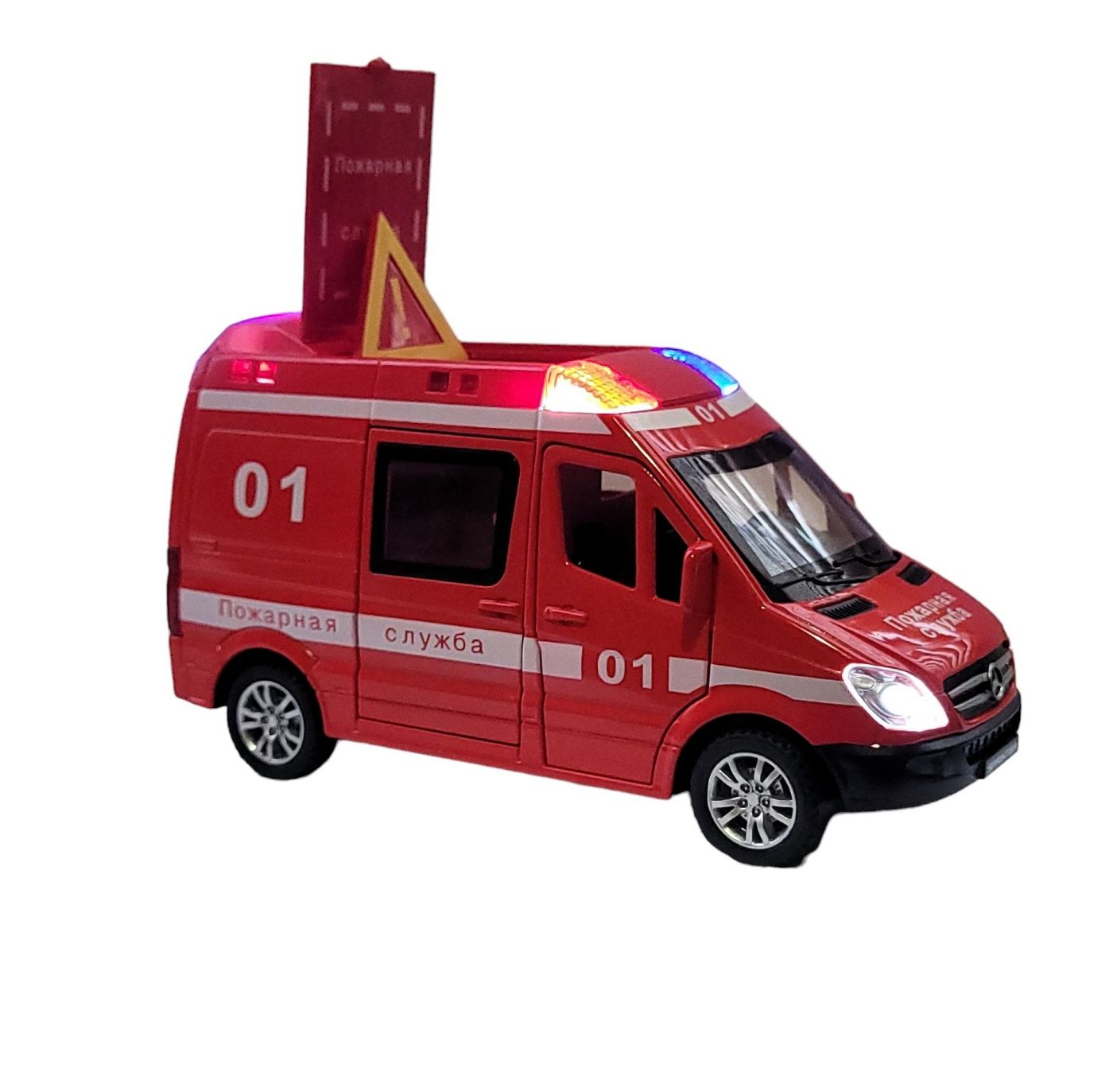 Металлическая модель Mercedes Sprinter пожарная служба 1:32 свет, звук сирены CZ60A