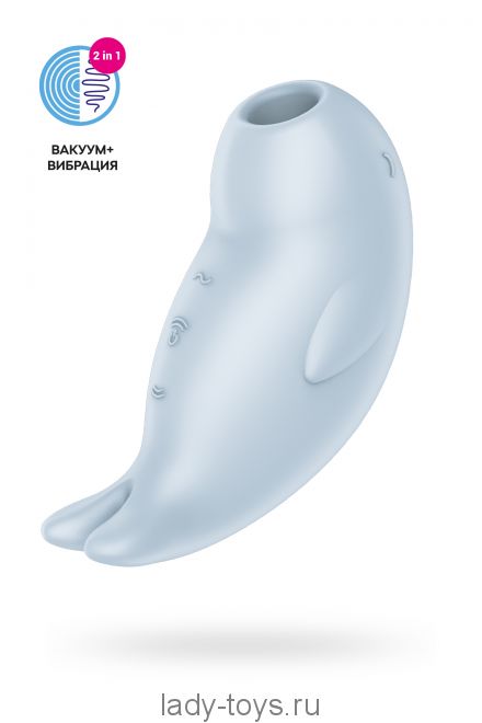 Вакуумный стимулятор клитора с вибрацией Satisfyer Seal You Soon, силикон, голубой, 11 см