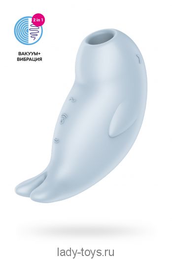 Вакуумный стимулятор клитора с вибрацией Satisfyer Seal You Soon, силикон, голубой, 11 см