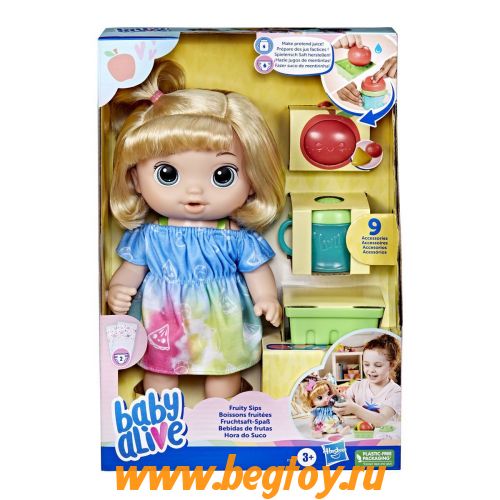 Кукла Hasbro Baby Alive Fruity Sips, светлые волосы, F7356