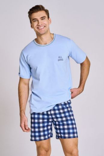 Пижама мужская TARO Owen 3181-01, футболка и шорты, голубой