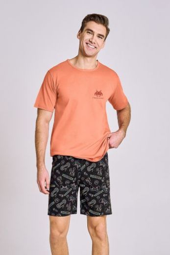 Пижама мужская TARO Tom 3186-01, футболка и шорты, оранжевый