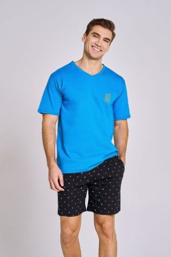 Пижама мужская TARO Ryan 3190-3191-01, футболка и шорты, синий