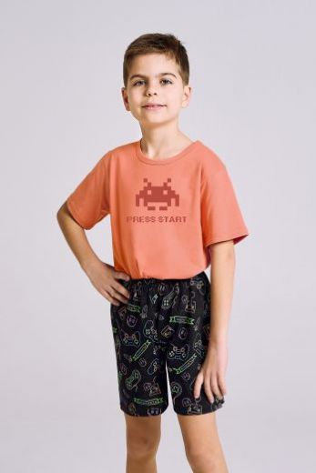 Пижама детская для мальчиков TARO Tom 3198-3199-01, футболка и шорты, оранжевый
